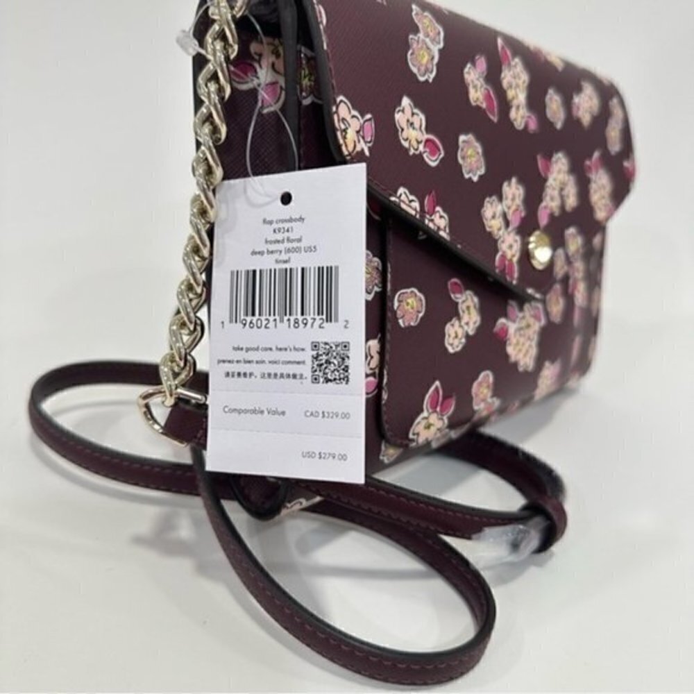 Kate Spade Tinsel Flap Crossbody Clutch Bag with Floral Print - Picture 6 of 14